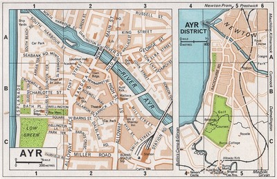 Street Map Of Ayr Ayr & District. Vintage Town City Map Plan. Scotland 1967 Old Vintage | Ebay