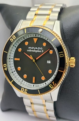 Luxury MOVADO Quartz Men Black Dial With Date Rotating Bezel Wristwatch - Picture 3 of 7