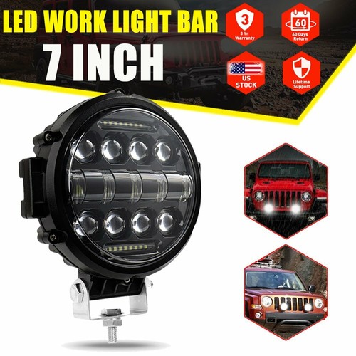 7'' Round LED Work Light Bar Flood Spot Combo Fog Lamp Offroad Driving Truck Pod - Picture 2 of 12