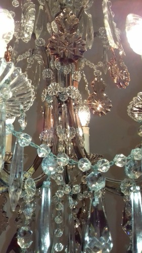 Lampadario antico ferro battuto cristalli rosa wrought iron chandelier  Ø50cm - Picture 5 of 5