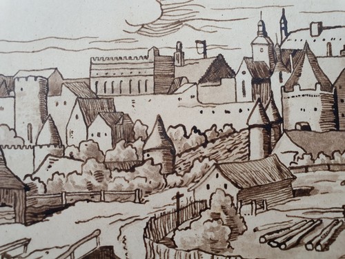 Zeichnung Illustration Sepia Max Radler Panorama München 1590 Simplicissimus ´25 - Picture 5 of 8