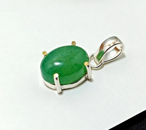 Certified 21.80 Ct Stunning Emerald Solid Silver Oval Cabochon Pendant Gemstone - Picture 6 of 7