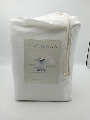 Casaluna Supima Sateen Sheet Set Full White 500 Thread Count - Picture 2 of 7