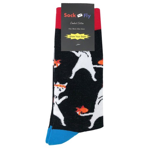 Neu mit Etikett Ninja Katze Anzugsocken Neuheit Herren 8-12 schwarz Crazy Fun Sockfly - Bild 4 von 4
