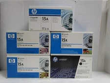 HP 15A C7115A 1-C7115X BLACK TONER CARTRIDGES LOT OF 5 NEW SEE PHOTOS SHIPS FREE
