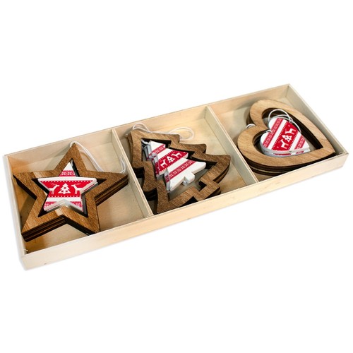 Wooden Wood Shabby Chic Christmas Xmas Tree Bauble Pendants Ornament Decorations - Picture 42 of 44