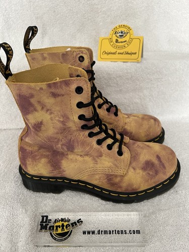 Botas Dr Martens 1460 Pascal Grunge Tie Dye Amarillo Quemado Suave Gamuza Reino Unido 6 Nuevas en Caja - Imagen 3 de 23