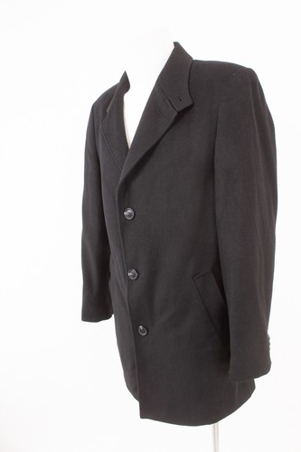 Tom Rusborg Herren Mantel Kurzmantel Gr. 46 Wolle Kaschmir Cashmere Schwarz - Picture 3 of 8