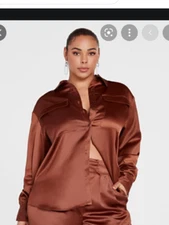New with defects ! Fashion To Figure Evie Satin Shirt Gabi Fresh x FTF  0 /US XL