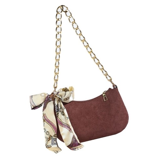 Women Top Handle Handbag Gold Chain Shoulder Bag Crossbody Bag with Scarves - Picture 6 of 11