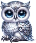 Silver Cartoon Owl Bird Wall Art Bedroom Laptop Car Vinyl Sticker Decal 6 Sizes