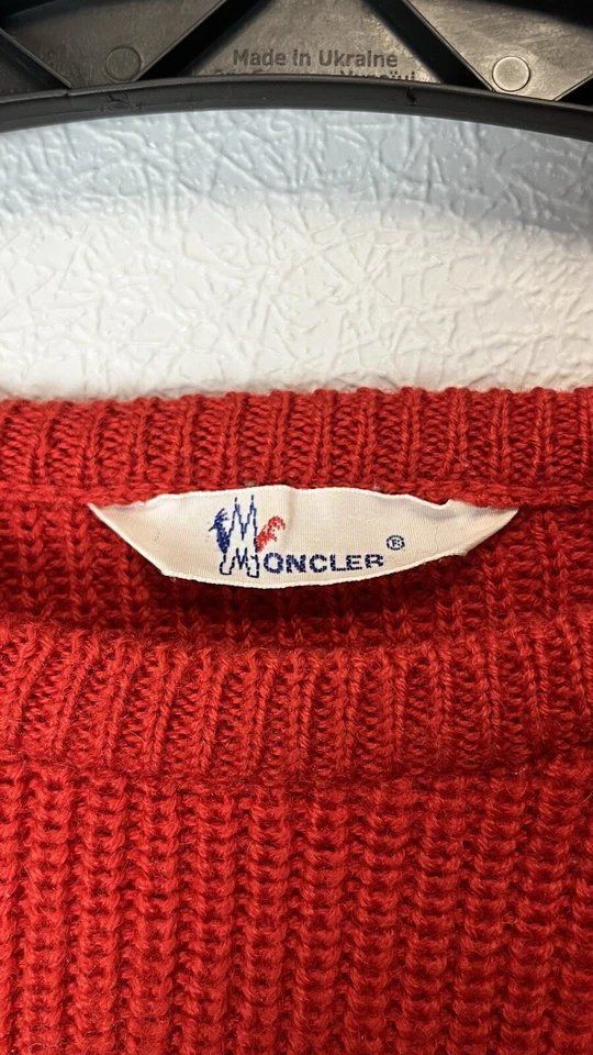 Suéter de punto Moncler vintage rojo XL para hombre logotipo raro años 80 Foto 4 de 4