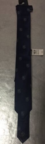 NWT Express Navy Blue White Crest Men's Skinny Neck Tie Retail Price 39.99 - Picture 2 of 4