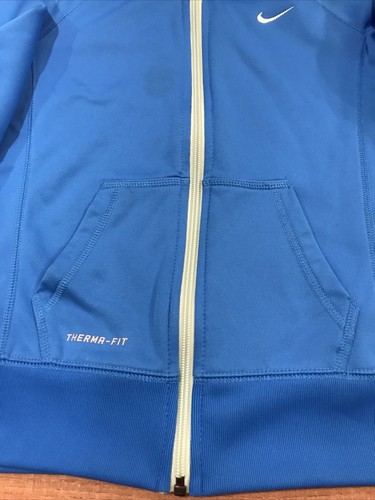 Nike Girls Therma-Fit Hooded Sweatshirt Full Zipper Long Sleeve Size Medium Blue - Picture 3 of 6