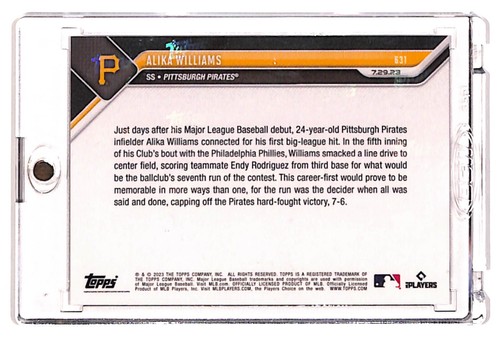 2023 MLB Topps Now Alika Williams Call-Up ORANGE PARALLEL /5 SSP Pirates #631 🔥 - Picture 2 of 2