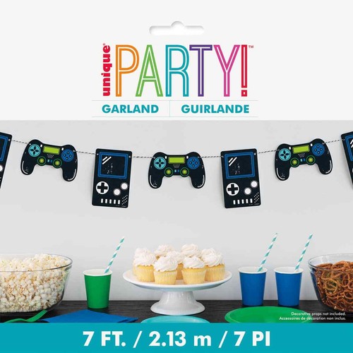 Level Up Gaming Party Garland 2.13m (7') Kids Bunting Flag Banner Decorations - Picture 2 of 2