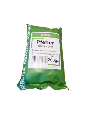 Pfeffer schwarz ganz Pfefferkörner 200 g - Perfekt für Mühle & Mörser von Nebona