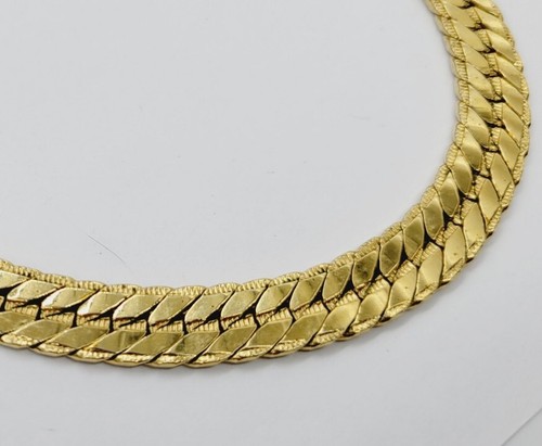 Vintage Monet HERRINGBONE Necklace Gold Tone Choker Chunky Link Runway 16 in - 第 4/6 張圖片
