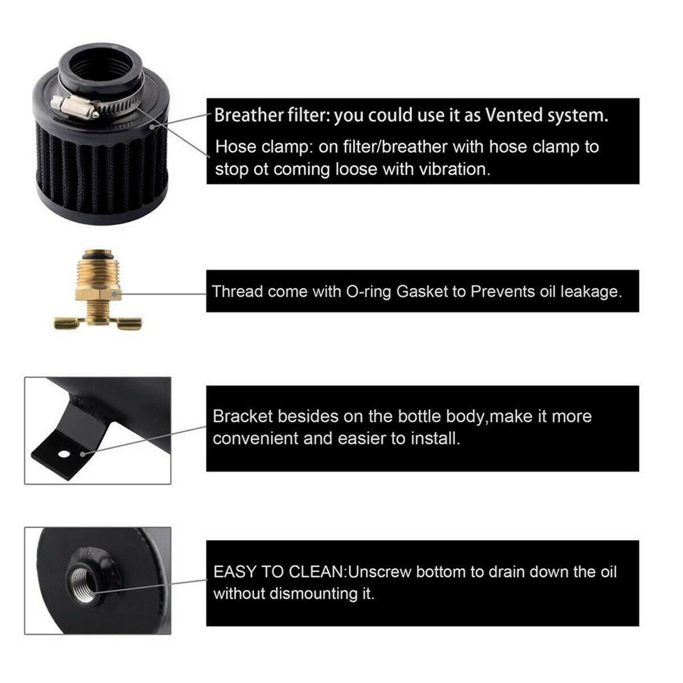 Aluminio AN10 Doble Puerto 750 ml Deflector Motor Aceite Captura Respirador Lata con Filtro Foto 4 de 4