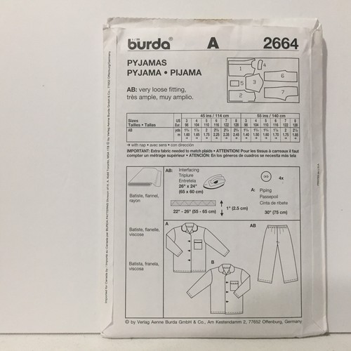 Neu ungeschnitten Burda Muster Kinder 2664 Größe 3-8 kostenloser Versand - Bild 4 von 4