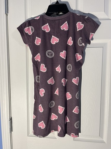 Girl Good Kids Size Large 10 Purple Pink Heart Print Pajama Gown Life Is Good - Picture 5 of 13
