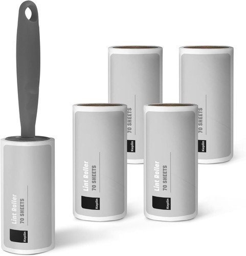 Rodillo de pelusa de tela Keplin 5 cabezas adhesivas 1 mango elimina rápidamente piel de animal gato - Imagen 9 de 21