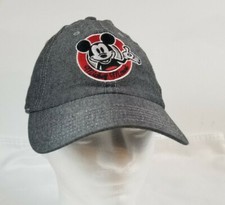 Disney Mickey Mouse Gray And Black Adjustable Snapback Baseball Cap Hat EUC