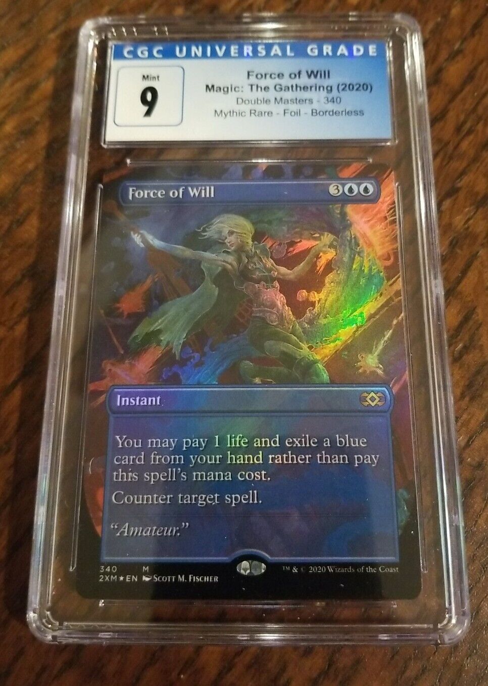 Graded FORCE OF WILL CGC 9 MINT Double Masters Borderless Foil MTG 2XM 340