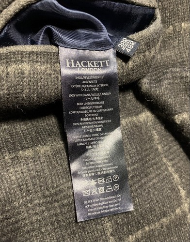 Hackett London Mens Grey Boucle Wool Check Blazer Jacket Size 38R (175/92A) - Picture 13 of 18