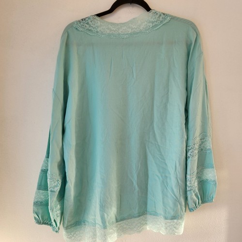 Blusa Claudia Soft Surroundings Top Borde de Encaje Camisa Azul Campesina Para Mujer L - Imagen 3 de 8