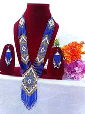 Handmade Necklace Seed Bead Boho American Style Netiv Beaded Multi Strand