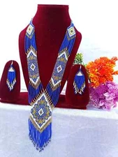 Handmade Necklace Seed Bead Boho American Style Netiv Beaded Multi Strand