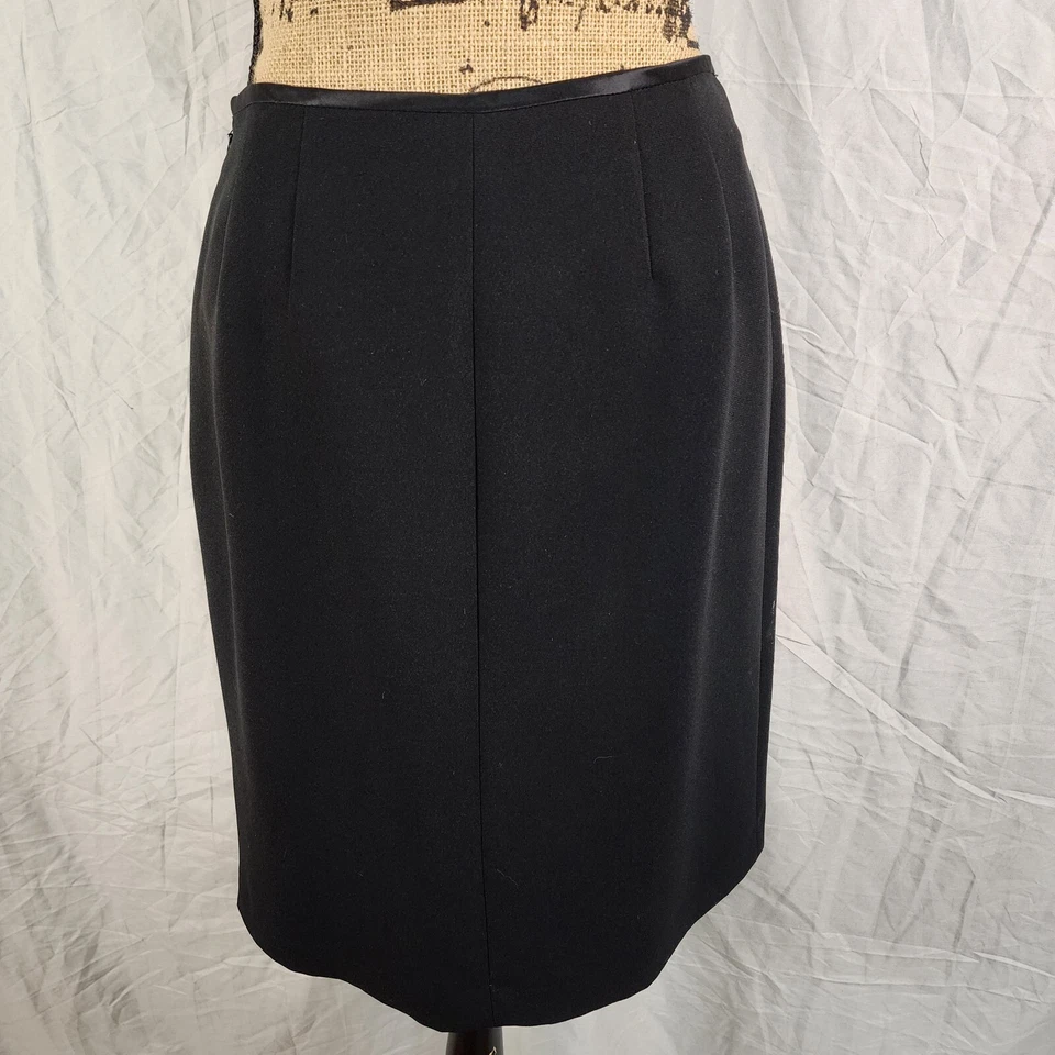 Falda forrada vintage 90 KASPER ASL Petite talla 6 negra seda satinada abertura lateral Foto 3 de 4