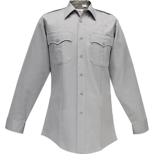 FLYING CROSS 35W54 MENS COMMAND DURO POPLIN LG 16.5 33 LONG SLEEVE SILVER / GRAY - Picture 2 of 2