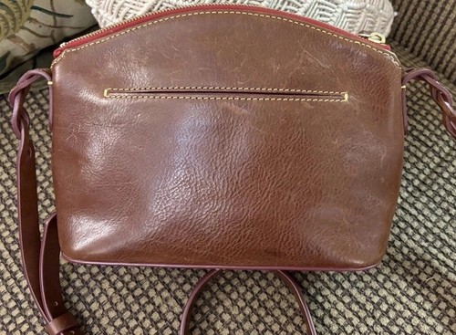 Dooney Bourke Chestnut Brown Florentine Vacchetta Leather Penny Crossbody Bag - Picture 3 of 13