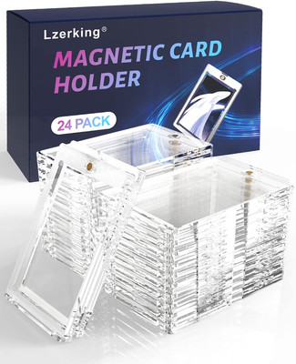 Magnetic Card Holders, Acrylic, 24 Pack, 35PT One Touch Card Holder for Trading 
