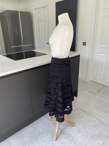 Per Una Size 10 Black Mesh Mix Applique A-line Skirt Marks and Spencer Formal - Picture 4 of 14