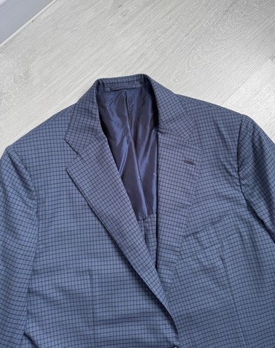 Men's KITON Napoli Wool Check Sport Coat Jacket Blazer Blue Size 48 US38 - Picture 2 of 14