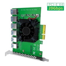 PCIE 1 To 6 Express X4 20Gb to 6 Port Riser Card Adapter Extender For Mining USA