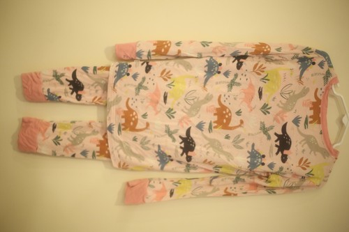 Little Sleepies Girl's Size 7/8 2 Piece Pajama Set Dinosaur Pink Bamboo Lunaluxe - Picture 6 of 9