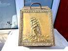 VINTAGE EMBOSSED BRASS ON WOOD COAL / LOG / STORAGE BOX