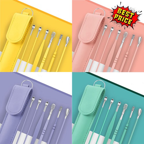 Ear Pick Cleaning 6PCS Set Spiral Tool Spoon Ear Wax Remover Cleaner Curette Kit - Picture 2 of 21