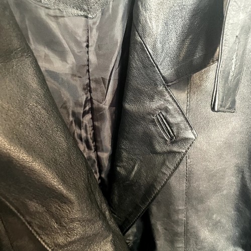 Vintage Gino di Giorgio for Men trench coat Size Large Black Heavy Leather - Picture 5 of 13
