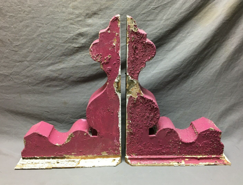 Antik Paar Holz Corbel Dachwinkel Viktorianisch Shabby Magenta Vintage Alt 78-25B - Bild 2 von 9