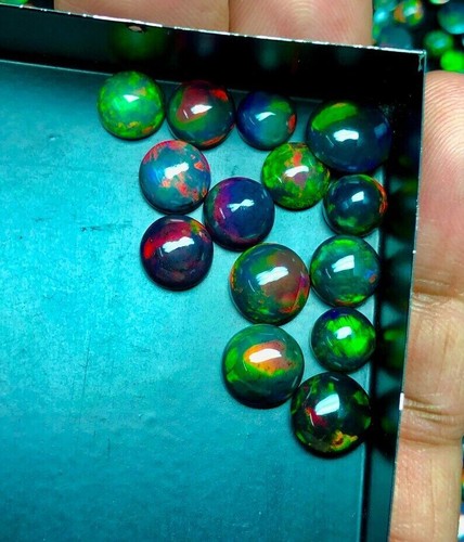 Natural Ethiopian Black Opal Round Cabochon Loose Gemstone 3 mm 5pcs Lot - Picture 3 of 6