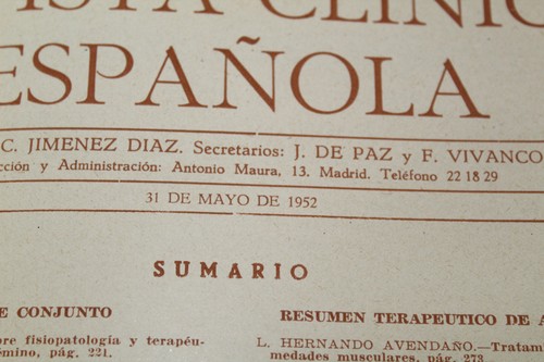 Antigua Revista Clinica Española C. Jimenez Diaz. Tomo XLV 1952 - Abril a Junio - Imagen 2 de 9