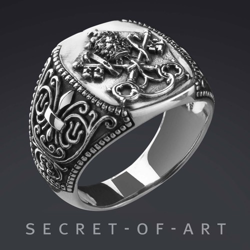 Vatican Ring 925 Silver Catholic St Peter Crown Pope Signet Rome Church Jesus - Picture 7 of 12