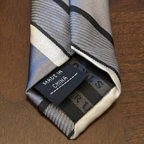 Nwt Structure Gray Black 100% Silk Men’s Neck Tie Made In China - Picture 7 of 9