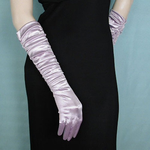 Shirred Gathered Long Satin Elbow Length Gloves Evening Weddng Prom - G184 - Picture 10 of 18