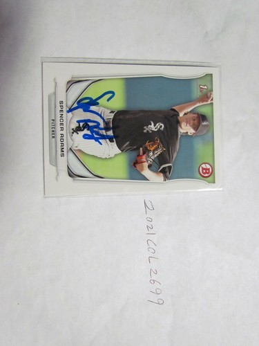 2014 Bowman Spencer Adams Signed Baseball Card  - Picture 1 of 2